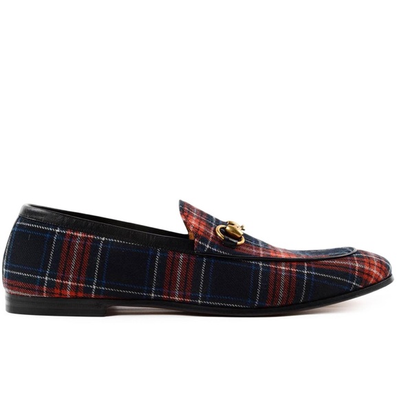 Men’s Gucci Jordaan Tartan Red & Blue Loafers - Picture 2 of 12